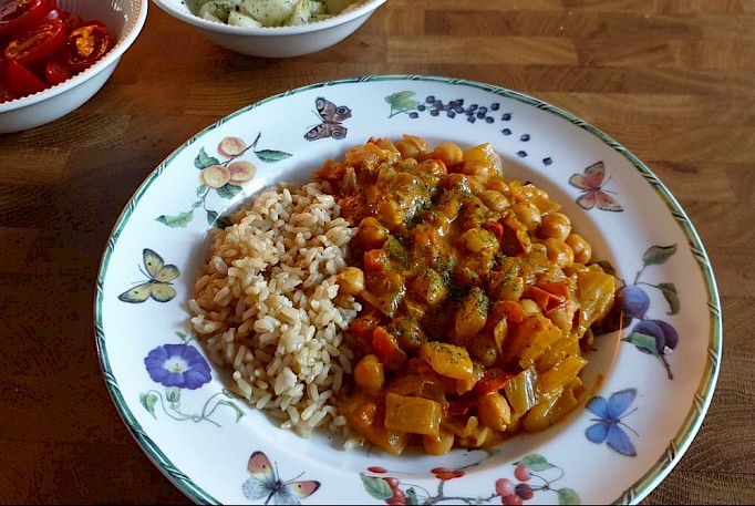 Rode curry met venkel en kikkererwten