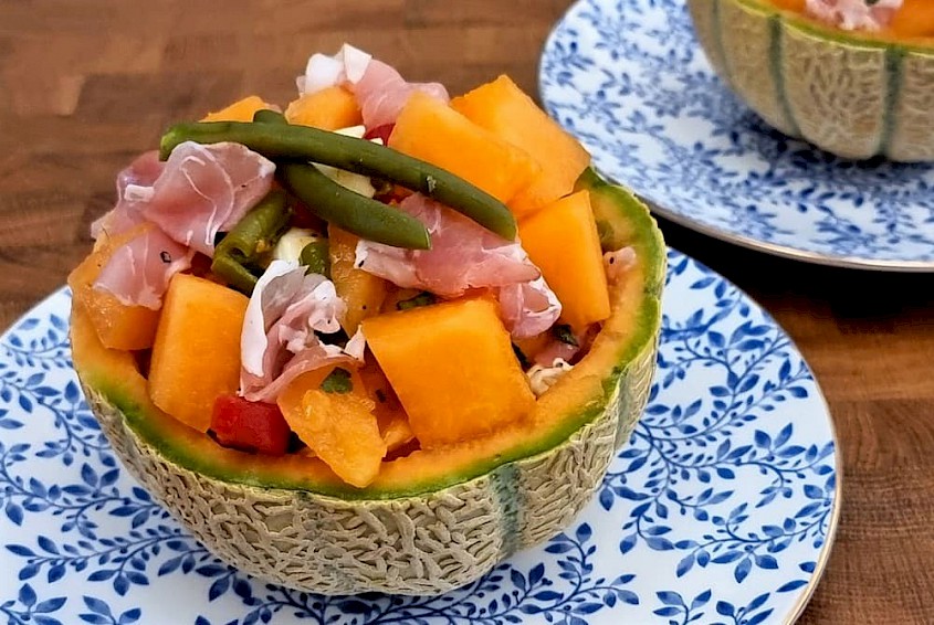Meloen met ham salade