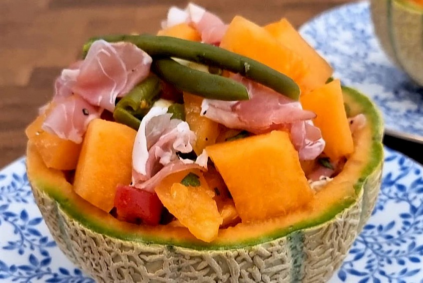 Meloen met ham salade